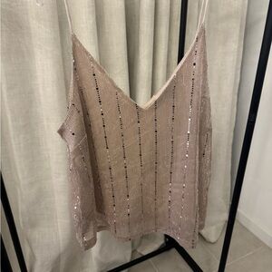Sweet Rain Beige Sequin Camisole